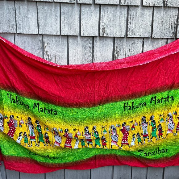 Vtg Zanzibar Tanzania African Tapestry Hakuna Matata Wall Art - Picture 1 of 5